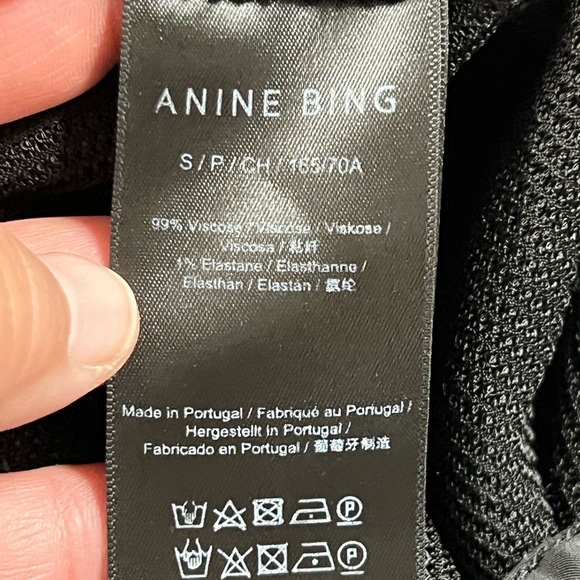 Anine Bing Womens Black Waffle Knit High Waist Relaxed Fit  Billie Pant Size S - Picture 6 of 7